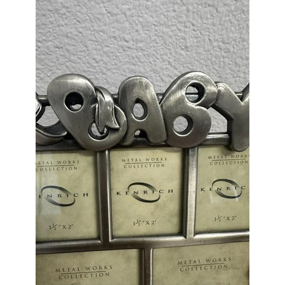 Vintage Kenrich Metal Multi Picture Baby Frame pewter/antique silver finish